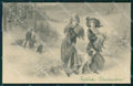Hunting dog Christmas Greetings Mistletoe Wichera MM Vienne 789 postcard QT5962 – fronte