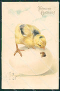 Easter Greetings Chick Egg postcard cartolina QT5991 – fronte