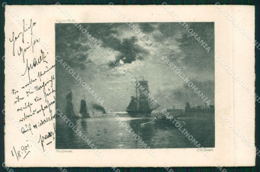 Landscape Eneret Mignon 31 Veliero postcard cartolina QT6003 – fronte