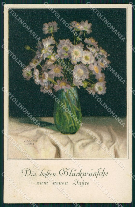 Flowers Joseph Jost postcard cartolina QT6004 – fronte