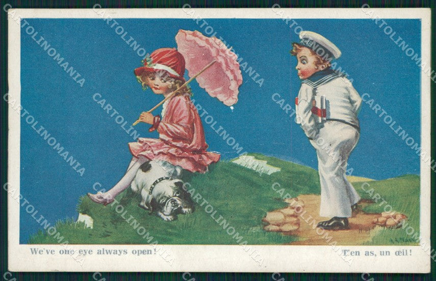 Children Intert Art Nash CREASED postcard cartolina QT6138 – fronte