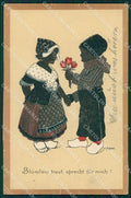 Dutch Children Silhouette CORNER CREASES TEAR Dondorf serie 760 postcard QT6257 – fronte