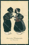 Dutch Children Silhouette Freund Dondorf serie 759 postcard cartolina QT6260 – fronte