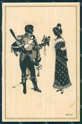 Romantic Couple Silhouette Freund Dondorf serie 580 postcard cartolina QT6262 – fronte