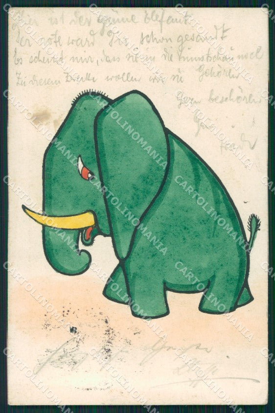 Elephant Painting MM Vienne serie 359 postcard cartolina QT6329 – fronte