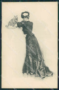 Glamour Lady Cat by Clarence F Underwood MM Vienne serie 303 postcard QT6346 – fronte