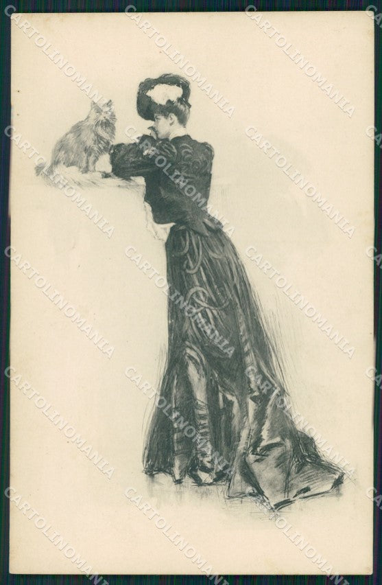 Glamour Lady Cat by Clarence F Underwood MM Vienne serie 303 postcard QT6346 – fronte