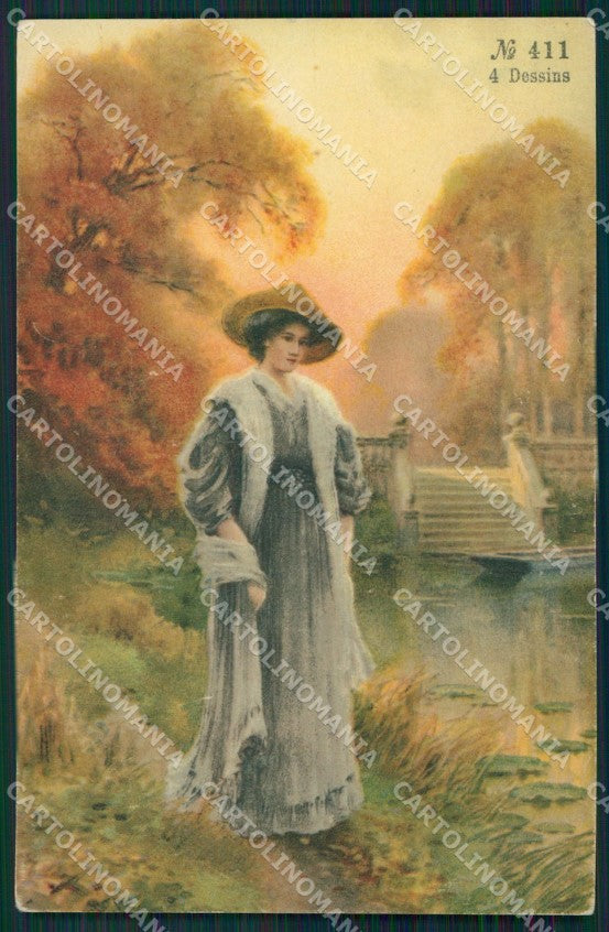 Glamour Lady Season Dondorf serie 411 postcard cartolina QT6351 – fronte