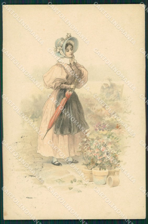Lady and Flowers LITTLE TEAR Dondorf serie 176 postcard cartolina QT6373 – fronte