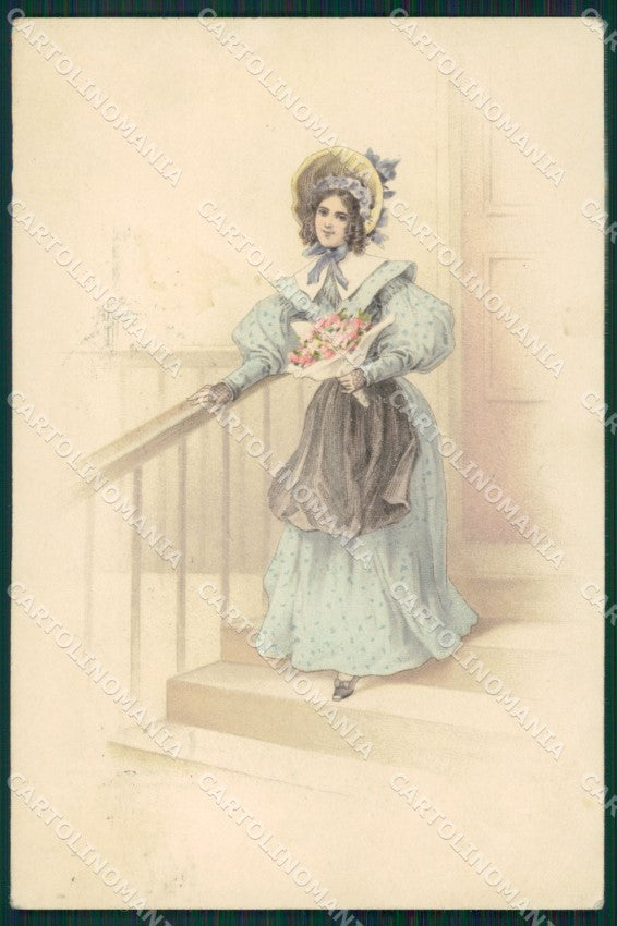 Lady and Flowers Dondorf serie 176 postcard cartolina QT6374 – fronte