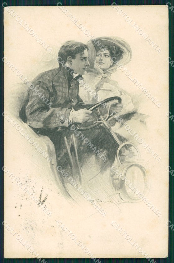 Glamour Lady car Bonnett ? LITTLE TEAR MM Vienne serie 717 postcard QT6383 – fronte