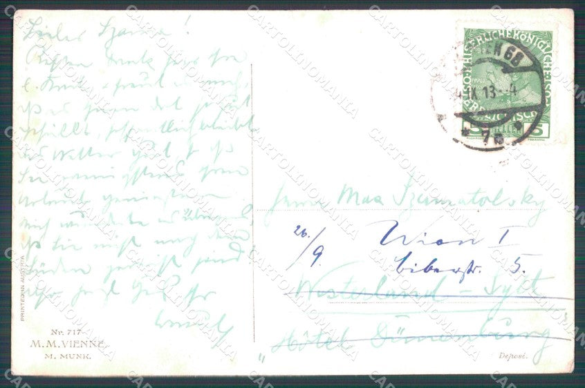 Glamour Lady car Bonnett ? LITTLE TEAR MM Vienne serie 717 postcard QT6383 – retro