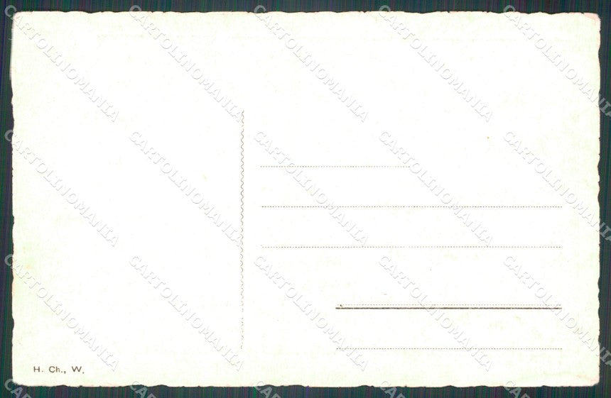 Couple Car Plane CORNER CREASE postcard cartolina QT6385 – retro
