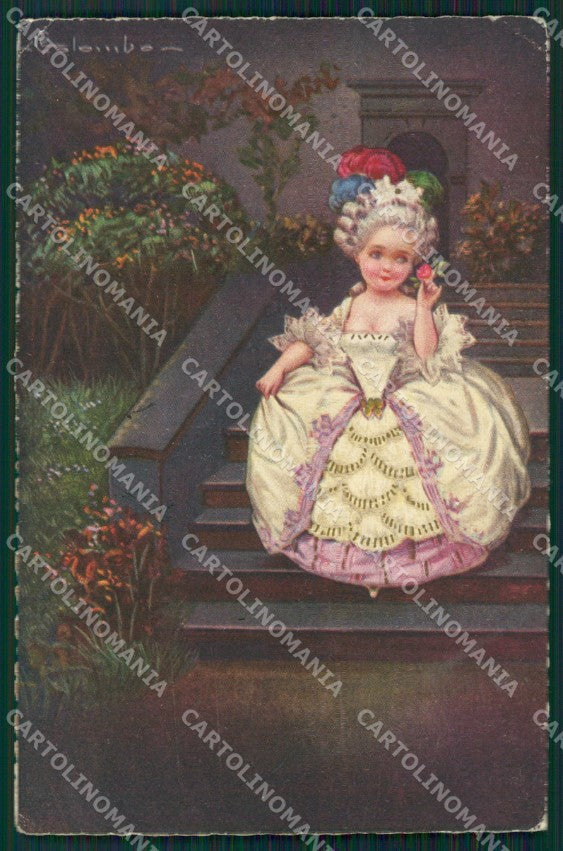 Colombo Art Deco Girl CORNER CREASES serie 2035 postcard cartolina QT6411 – fronte