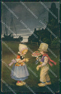 Colombo Art Deco Dutch Children SOFT CREASES serie 2416 postcard QT6412 – fronte