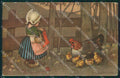 Colombo Art Deco Dutch Girl Easter Greetings ABRADED postcard cartolina QT6424 – fronte