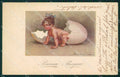 Colombo Art Deco Dutch Girl Easter Greetings serie 596 postcard cartolina QT6427 – fronte