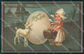 Colombo Art Deco Dutch Girl Easter Greetings SOFT CORNER CREASES postcard QT6431 – fronte