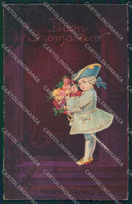 Colombo Art Deco Boy postcard cartolina QT6449 – fronte