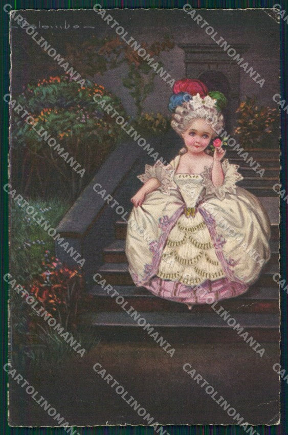 Colombo Art Deco Girl CREASES serie 2035 postcard cartolina QT6450 – fronte