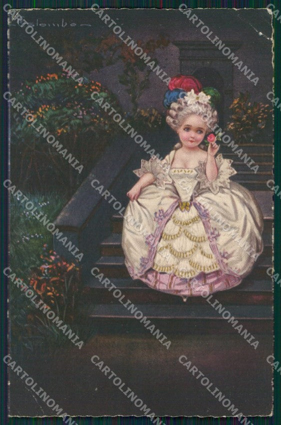 Colombo Art Deco Girl CREASES serie 2035 postcard cartolina QT6451 – fronte