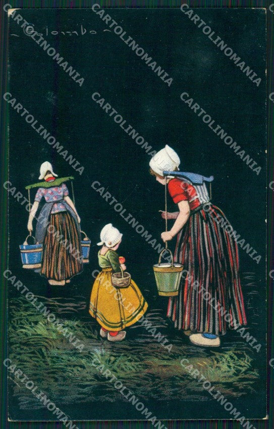 Colombo Art Deco Girl CORNER CREASE TEAR serie 1720 postcard cartolina QT6457 – fronte
