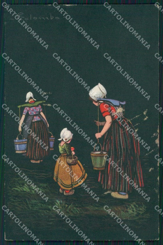 Colombo Art Deco Dutch Girl serie 1720 postcard cartolina QT6464 – fronte