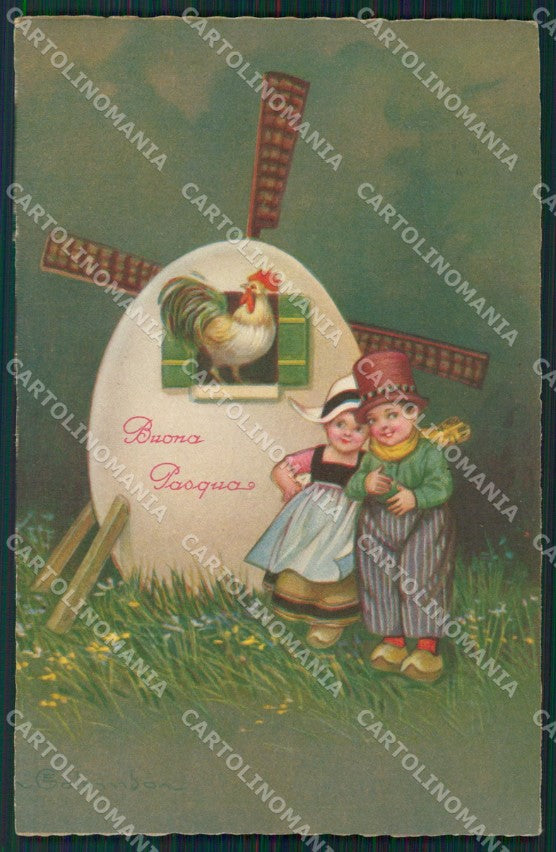 Colombo Art Deco Dutch Children Easter Greetings serie 2186 postcard QT6465 – fronte