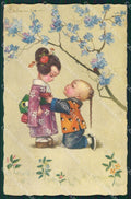 Colombo Art Deco Geisha HOLE CREASES serie 1963 postcard cartolina QT6502 – fronte
