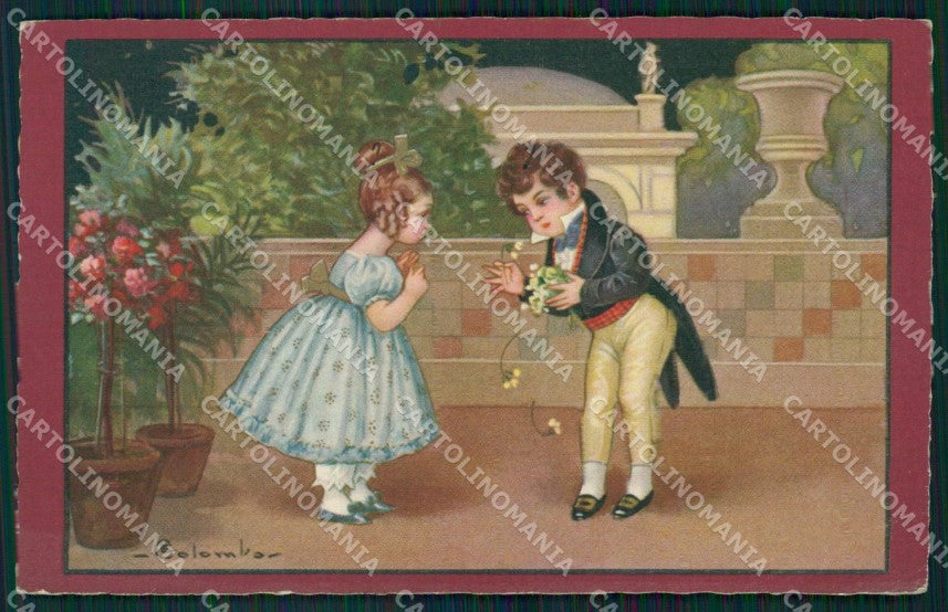 Colombo Art Deco Children CORNER CREASE serie 2163 postcard cartolina QT6508 – fronte
