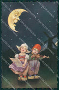 Colombo Art Deco Dutch Children Paper Moon serie 1903 postcard cartolina QT6530 – fronte