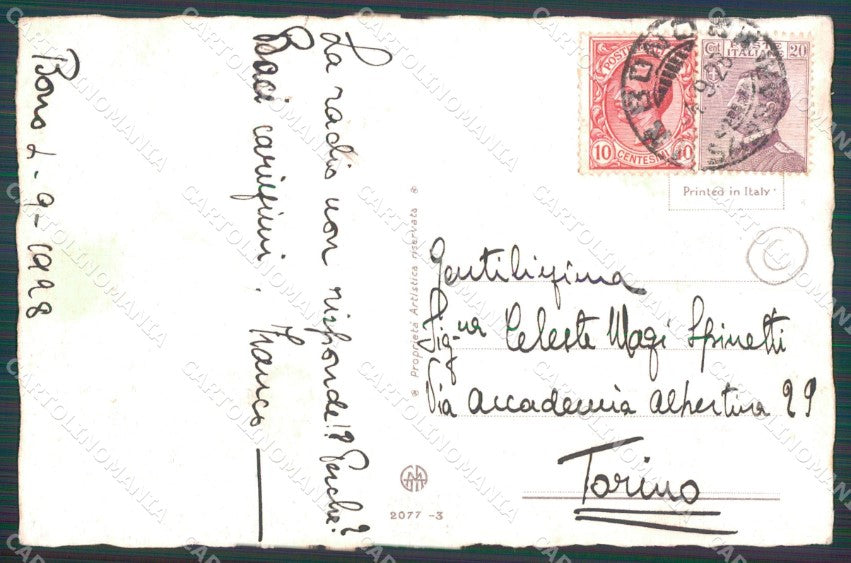 Colombo Art Deco Girl Radio Volta serie 2077 postcard cartolina QT6571 – retro