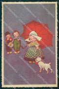 Colombo Art Deco Dutch Children Dog Umbrella serie 1905 postcard QT6574 – fronte