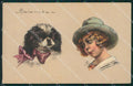 Colombo Art Deco Boy Dog CORNER CREASES postcard cartolina QT6578 – fronte
