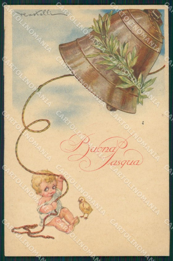 Castelli Little Boy Easter Bell Degami serie 769 postcard cartolina QT6642 – fronte