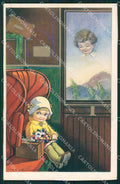 Castelli Children Train CORNER CREASE Degami serie 2210 postcard QT6651 – fronte