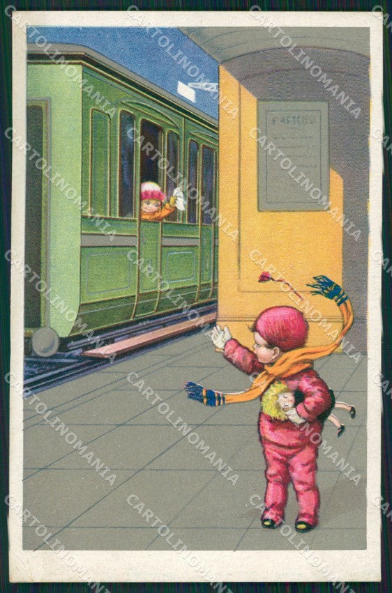 Castelli Children Train CORNER CREASES Degami serie 2211 postcard QT6660 – fronte