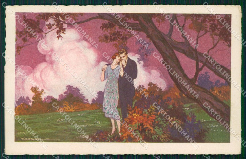 Corbella Italian Art Deco Romantic Couple Degami serie 66 postcard QT6685 – fronte