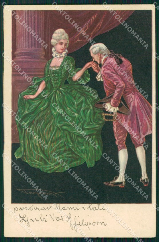 Properzi Italian Art Deco Lady Degami serie 1015 postcard cartolina QT6691 – fronte