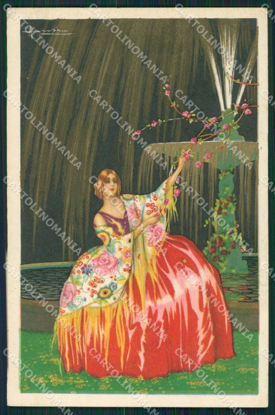 Busi Italian Art Deco Lady Degami serie 2000 postcard cartolina QT6733 – fronte