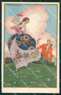 Corbella Italian Art Deco Romantic Couple Degami serie 2158 postcard QT6746 – fronte