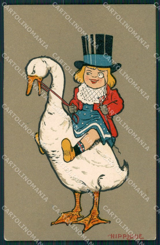 Boy and Goose Hippique Ippica Sport SOFT CREASES postcard cartolina QT6789 – fronte