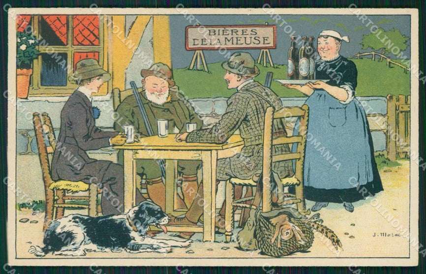 Hunting Dog Bear Mater postcard cartolina QT6795 – fronte