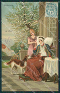 Soldier Lady Dog WWI postcard cartolina QT6820 – fronte