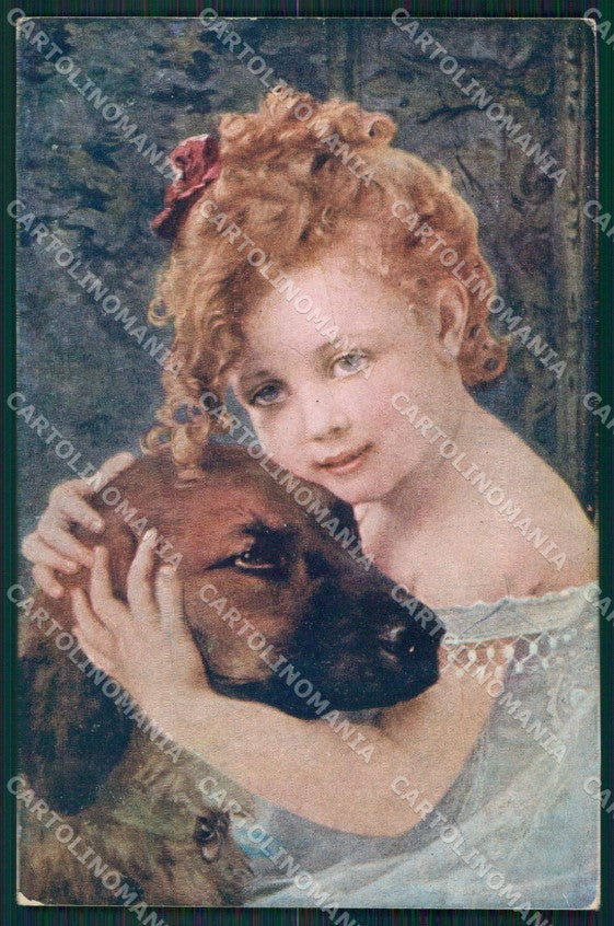 Little Girl and Dog postcard cartolina QT6822 – fronte