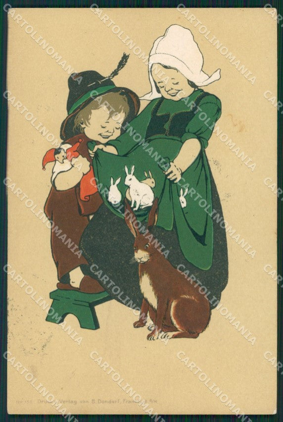 Dutch Children Easter Greeting Dondorf serie 151 postcard cartolina QT6831 – fronte