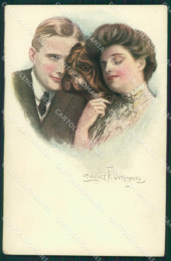 Clarence Underwood Lady and Dog MM Vienne 388 postcard cartolina QT6842 – fronte