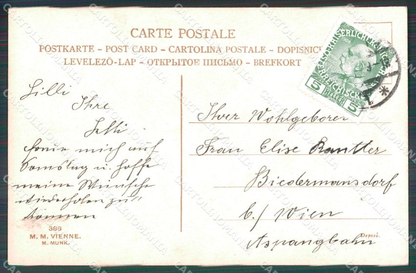 Clarence Underwood and White Cat Lady MM Vienne 388 postcard cartolina QT6844 – retro