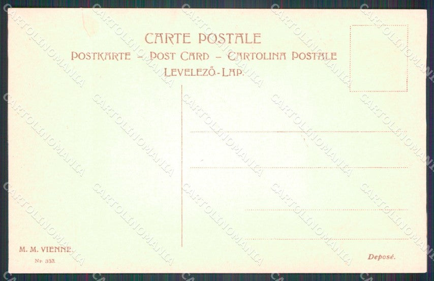 Dancing Lady and Pierrot MM Vienne 333 postcard cartolina QT6849 – retro