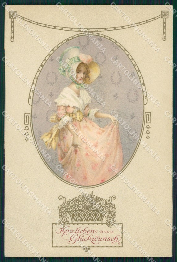 Art Nouveau Lady Dondorf serie 179 postcard cartolina QT6871 – fronte